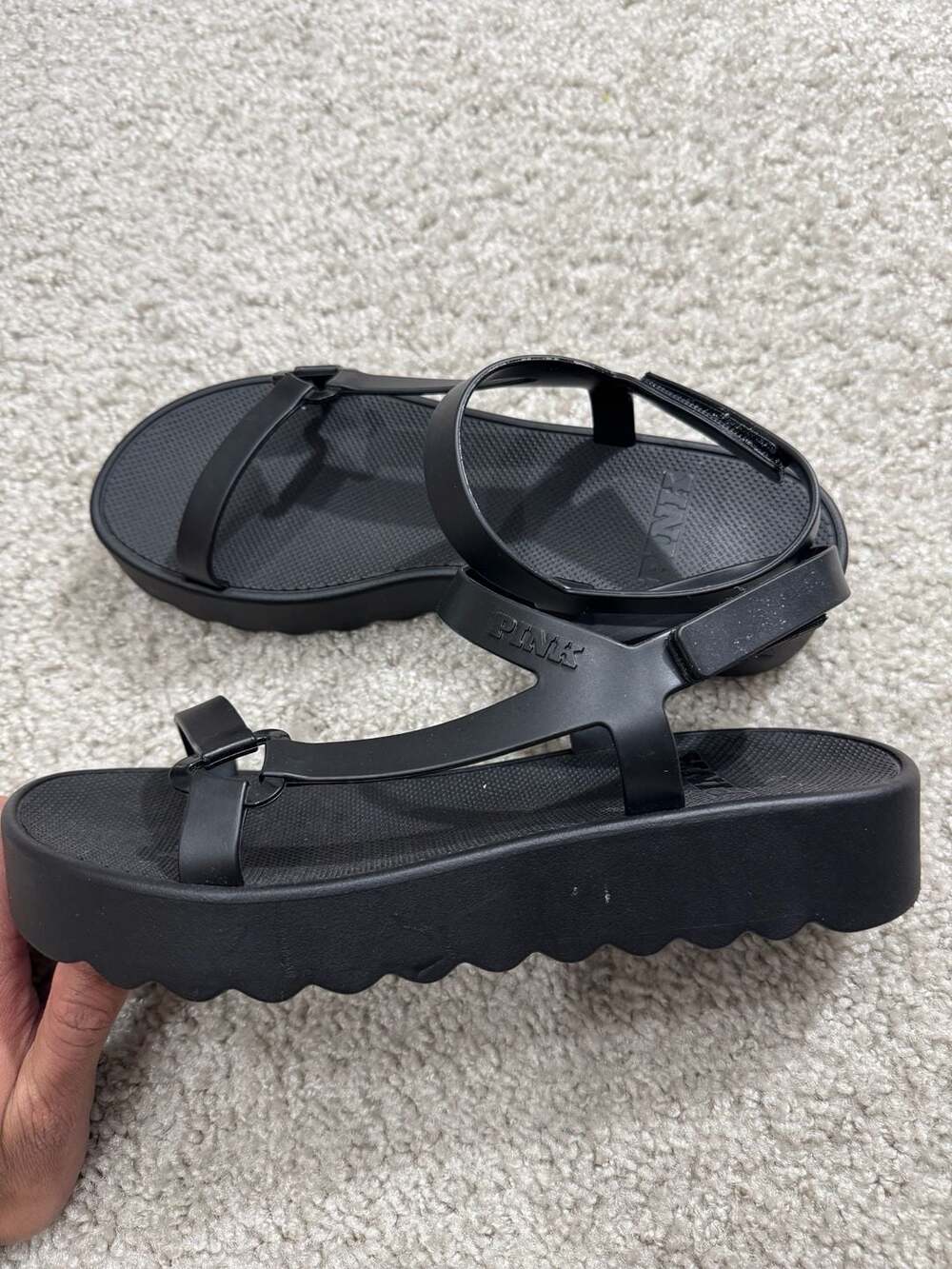 Pink by Victoria’s Secret Black Summer Sandals Size 9